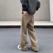 American Vintage Maillard Brown Casual Jeans Men's Tide High Street Vibe Straight Micro-pull Cleanfit Pants_mkmklike.com