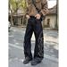 Men's Clothing Embroidered Jeans Men's Embroidered Denim Jeans High Street Loose Fit Hip Hop Straight Leg Wide Pants Casual Streetwear_mkmklike.com