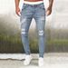 Men's Clothing European And American Men's Pants, Ripped White, Slim Fit, Denim Pants, Fashion, Small Leg Pants, Men's Hot Style_mkmklike.com