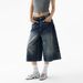 Retro Distressed Cropped Jeans American Design Loose Casual Straight Leg Wide Leg Shorts for Men And Women New Summer Style_mkmklike.com
