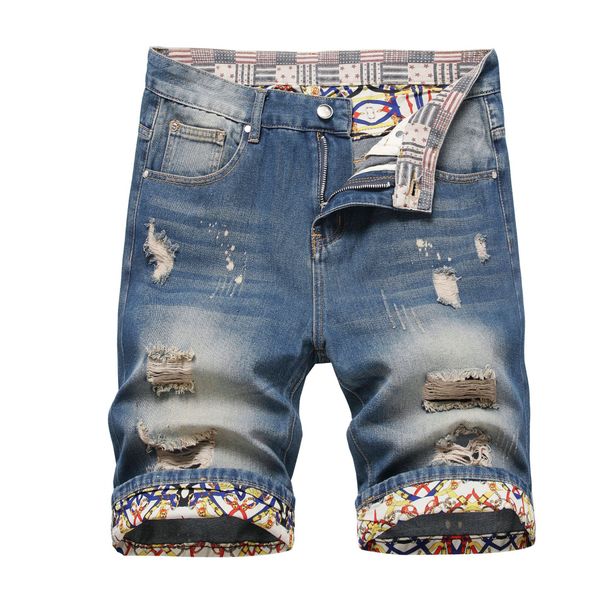 Men's Distressed Denim Shorts | Streetwear Mid-Rise Straight Fit 5-Inch Inseam_mkmklike.com