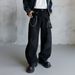 Men's Distressed Black Straight Leg Jeans - Casual Denim Pants With Hand-Painted Details For Teenagers & Young Adults_mkmklike.com