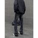 Men's Slim Fit Flared Jeans – Fleece-Lined Winter Denim Pants, High Waisted Stretch Black Jeans (Black/Gray, S-3XL)_mkmklike.com