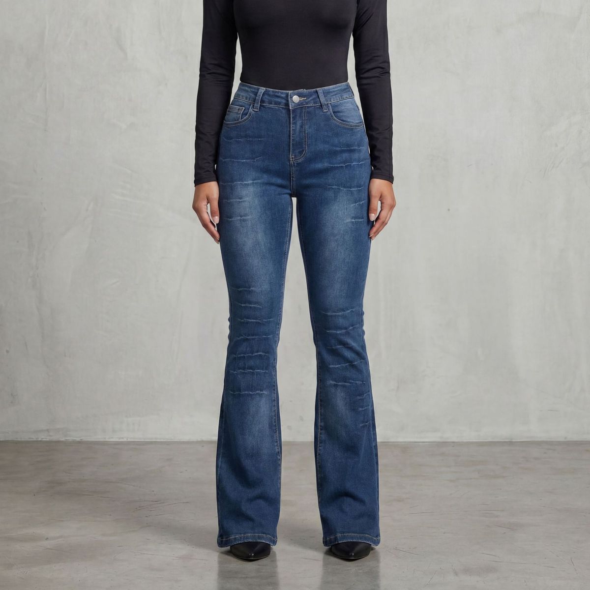 High Waisted Denim Flared Pants for Women Slimming And Flattering Cross Border Exclusive Whiskered And Washed Design_mkmklike.com