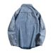 Spring Autumn Washed Workwear Denim Shirt Jacket For Men, American Style Trendy Brand Loose And Casual Design, Lapel Top_mkmklike.com