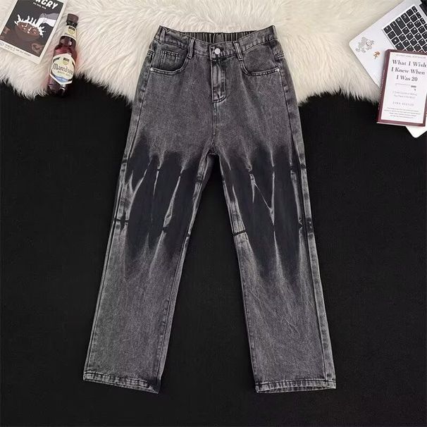 Men's Distressed Tie-Dye Jeans – Loose Fit Vintage Denim Pants For Streetwear & Hip-Hop Style_mkmklike.com