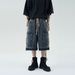 Men's Clothing Denim Shorts Men's Summer Style Trend Loose Cropped Pants Fat Men's Mid Length Pants_mkmklike.com