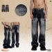 Men's Clothing Retro High Street Jeans For Men And Women Washed And Distressed Loose Wide Leg Straight Leg High Street Pants_mkmklike.com