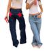 Women's Retro Y2k Low Waist Wide Leg Jeans Contrast Color Stitching Five-Pointed Star Detailing Hot Girl Denim_mkmklike.com