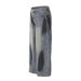 American Style Graffiti Distressed Straight-Leg Jeans For Men Loose Wide-Leg With Ink-Splattered Design Trendy Dirty_mkmklike.com