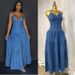 Women's Clothing Women's Summer New Sexy Fashion V Neck Suspender Back Strap Denim Dress Cake Long Skirt_mkmklike.com