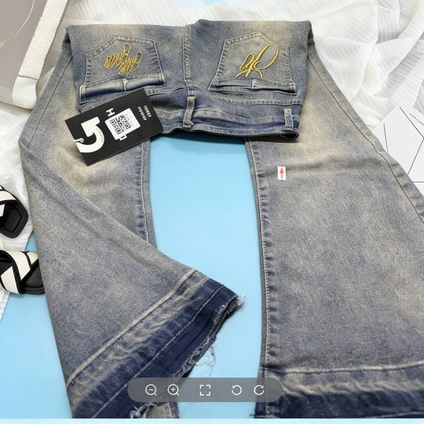 Vintage High-Waisted Flared Jeans – Embroidered Distressed Denim Pants For Women (XS-2XL, Retro Blue & Grey)_mkmklike.com