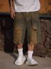 Men's Summer Ripped Denim Shorts Loose Fit High Street Trendy Retro Straight Leg 5 Pocket Casual Shorts_mkmklike.com