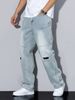 Men's American Retro Washed Distressed Patch Jeans Wide Leg Loose Fit Casual Versatile Straight Leg Trousers_mkmklike.com