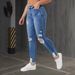 WISH Cross-Border Trade New Elastic Ripped Slim Fit Jeans Fashion Long Pants Women's Clothing_mkmklike.com