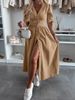 K New Women's Fashionable And Sexy V-neck Long Button Denim Dress_mkmklike.com