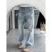 Men's Lightning Wash Distressed Jeans - Retro Straight Leg Flared Trousers, Vintage American Style For Spring & Autumn_mkmklike.com