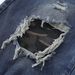 Men's Clothing Ripped Camouflage Stitching Distressed Stitching Wide Leg Jeans Washed Distressed Loose Embroidered Wide Leg Pants_mkmklike.com