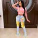"Stretch High-Waisted Flared Jeans With Fringe – Retro Streetwear Denim Pants For Women_mkmklike.com