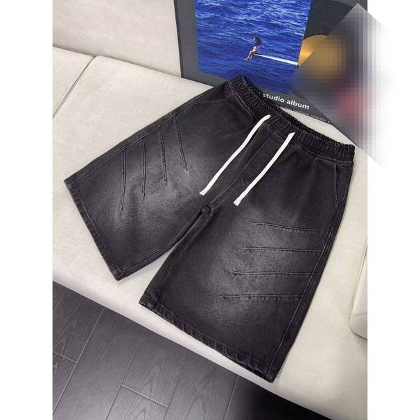 Men's Clothing Summer High Street Style Men's Denim Shorts Paint Splatter Design Loose Fit Five-Point Pants Fashion_mkmklike.com