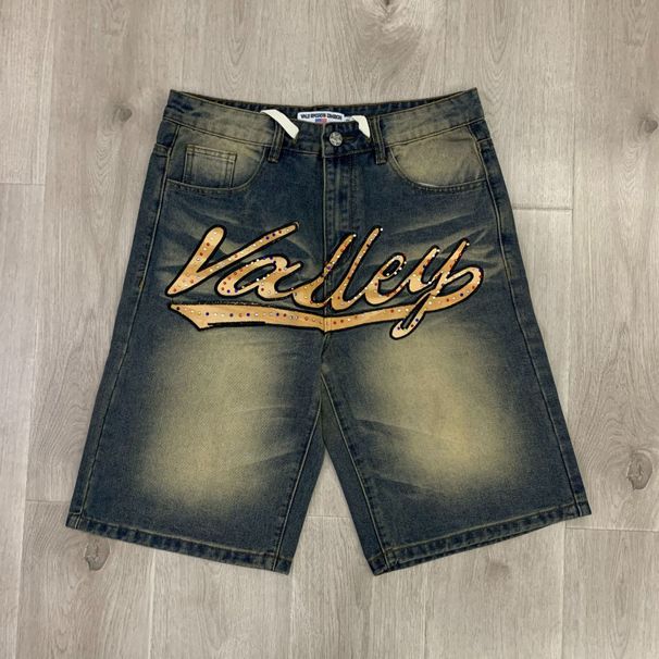 Pure Vale Valley Forever SKITTLES JORTS Jean Rhinestone Denim Shorts Trendy_mkmklike.com