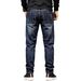 Men's Distressed Denim Jeans | Stretch Comfort Slim Fit With Patchwork Details | Vintage Blue Casual Pants_mkmklike.com