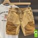 Men's Clothing Fashion Splicing Casual Shorts Loose Straight Tube Handsome Ink Splashing High End Personality Half Length Pants_mkmklike.com