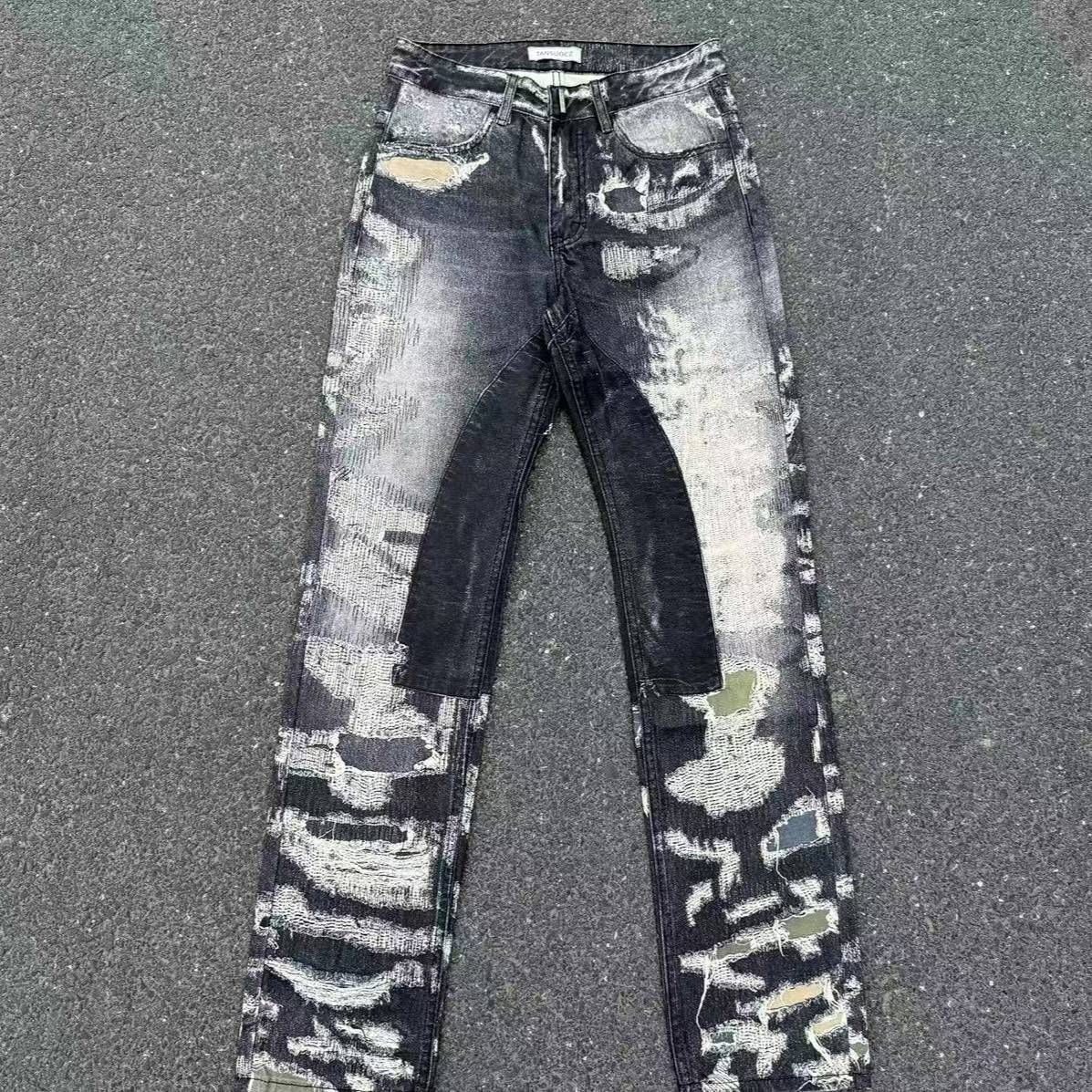 Men's High Street Printed Jeans – Digital Art Distressed Denim With Streetwear Aesthetic_mkmklike.com