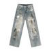 EF JEANS | 2024 New Product Niche Personality Old Wasteland Style American Dirty Dyed Graffiti Jeans High Street Tide_mkmklike.com