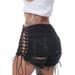Distressed High-Waisted Ripped Denim Shorts For Women – Edgy Gothic Punk Style With Eyelet & Bandage Details (Black/White/Red/Blue/Army Green, S-XXL)_mkmklike.com