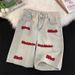 Men's American Style High Street Embroidered Denim Shorts Straight Leg Fashionable Design Petite Fit 2026 Style_mkmklike.com