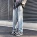 Men's Loose Straight-Leg Vintage Denim Jeans American Streetwear High Street Fashion Charcoal Blue S-3XL_mkmklike.com