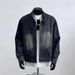 Men's Japanese Retro Washed Distressed Denim Jacket Heavyweight Stand up Collar Street Style Loose Casual Spring Autumn_mkmklike.com