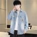 Loom Denim Shirt Jacket Spring Autumn Thin Turn-down Collar College Student Loose Hong Kong Style Outerwear Men's Cotton_mkmklike.com
