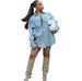 Women's Oversized Denim Jacket – Long Sleeve Patchwork Streetwear Coat With Distressed Details (S-3XL, Light Blue, Urban Unisex Fit, Polyester Blend)_mkmklike.com