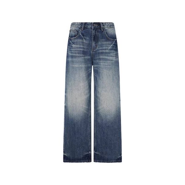 Vintage Washed Denim Jeans For Men – Classic Straight-Leg Relaxed Fit With Whisker Distressing (87.6% Cotton, Mid-Rise, No Stretch, Stone-Washed)_mkmklike.com