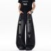 Spring/Summer New Retro Ripped Jeans Loose Fit Distressed Washed Wide Leg Pants Street Style For Men And Women_mkmklike.com