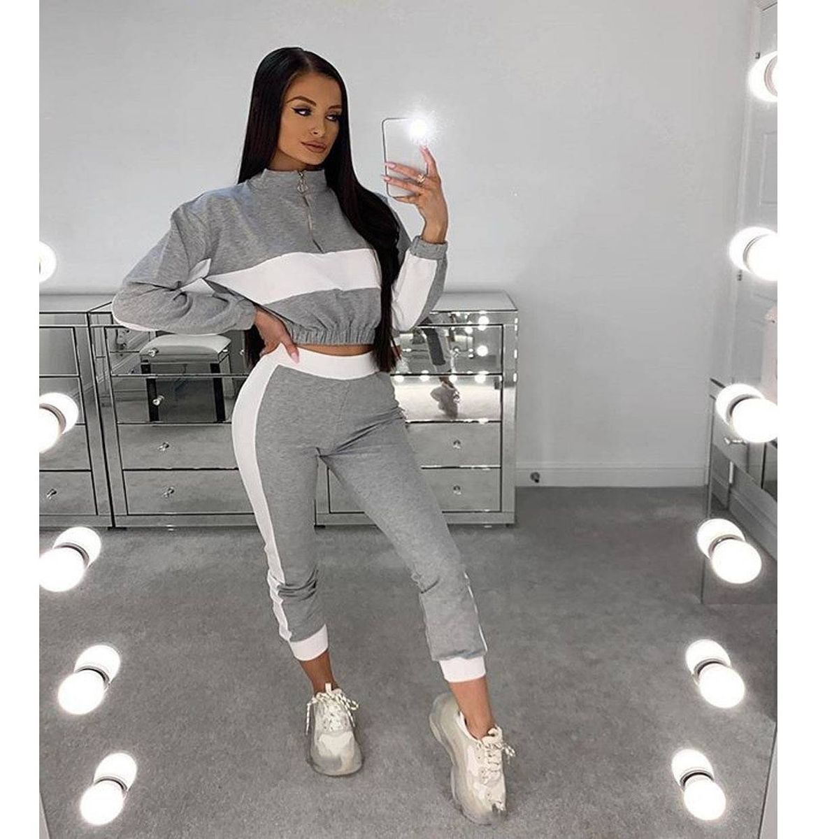 Women's Clothing Long Sleeve Fashion Casual Suit Color Matching Style _mkmklike.com