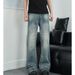 Nordmann American Style Vibe Niche Design Cat Whiskers Slimming Jeans Men High Street Cleanfit Straight Leg Flared Pants_mkmklike.com