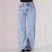 Women's High-Waisted Straight Leg Jeans – Trendy Baggy Fit, Stretch-Free Cotton Denim, Sweet & Edgy Streetwear Style_mkmklike.com