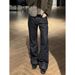Men's Retro Flared Straight Leg Jeans High Street Style Spring Autumn Loose Fitting Versatile Curved Blade Long Pants_mkmklike.com