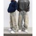 American Harajuku Vintage Bat Pattern Embroidered Loose Jeans Men's Street Fashion Pants Lazy Jeans_mkmklike.com