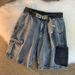 Washed Old Denim Shorts, Men's Summer Trend, Ins Multi Pocket Workwear Pants, Loose Fitting American Casual Capris_mkmklike.com