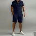Men's Polo Casual Loose Short Sleeve Shorts Tracksuit_mkmklike.com