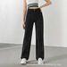 Black Rhinestone Design Straight Leg Jeans for Women Casual Slimming Versatile Autumn Winter Hot Item_mkmklike.com