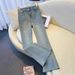 Women's Clothing High Waist Elastic Flared Jeans For Women Spring Slim Wide Leg Pants Floor Length Pants_mkmklike.com