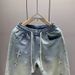 Vintage Washed Denim Pants – Men's High-Street Oversized Drawstring Trousers (S-Xxxl) Universal Fit Secret_mkmklike.com