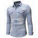 Pulse Autumn New Vintage European And American Solid Color Long Sleeve Denim Men's Plus Size Cross-Border Turn-Down Collar_mkmklike.com