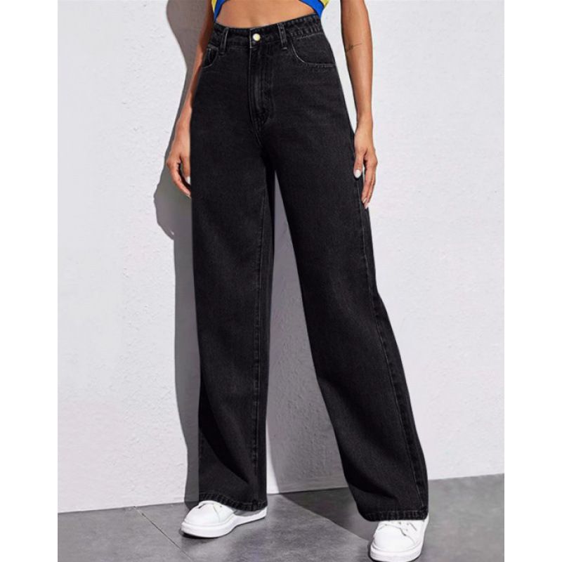 Women's Retro Fashion Loose Straight Washed Jeans Casual Versatile Trousers_mkmklike.com