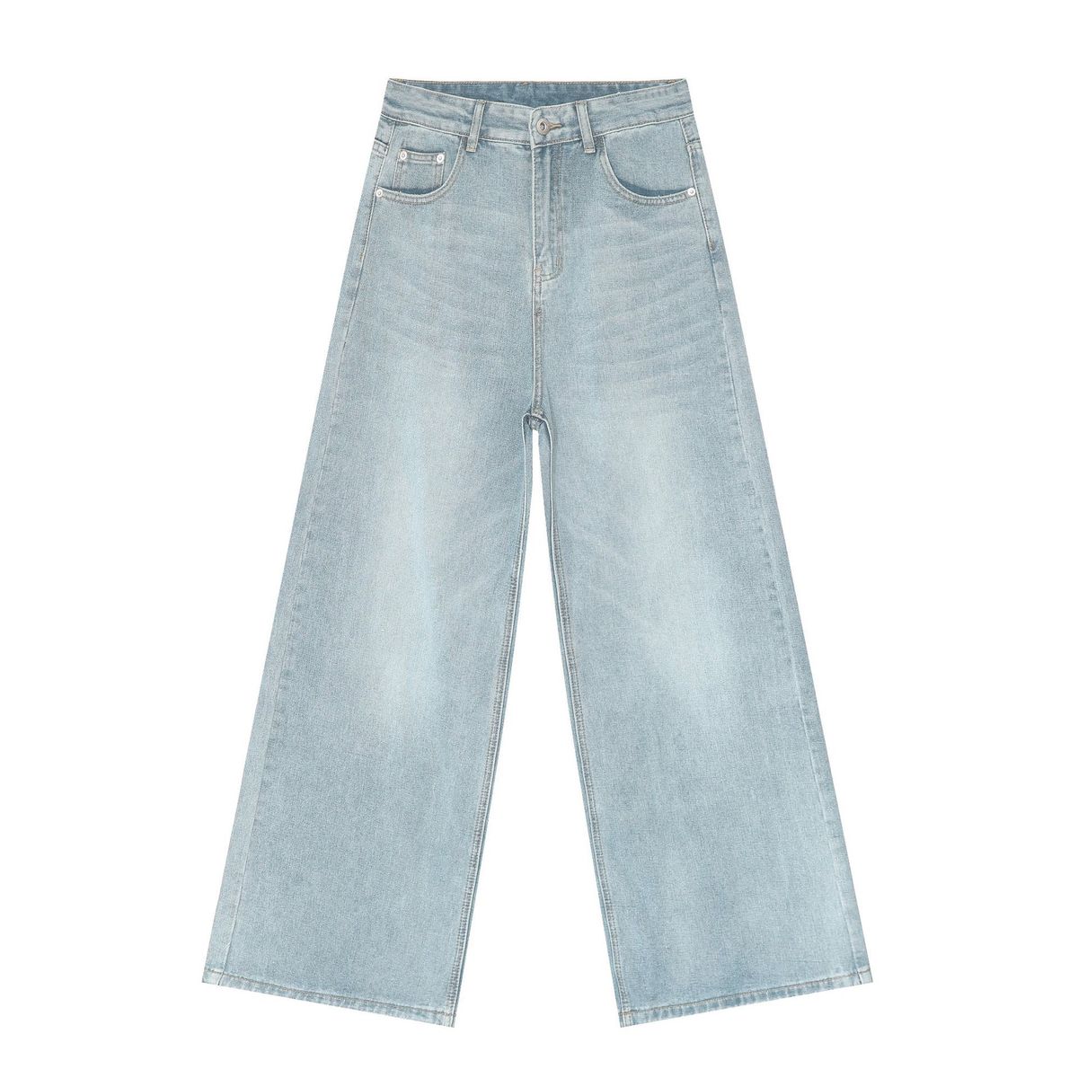 EF JEANS | 2024 New High Street Retro Old Wide Leg Pants Mopping Jeans Tide Straight Loose Light Blue_mkmklike.com